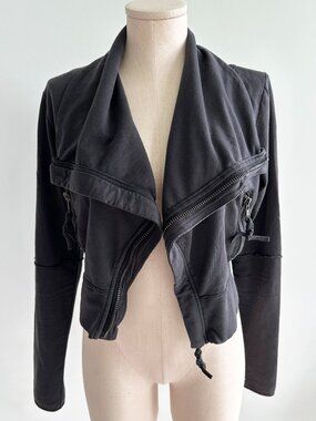 Vintage Buffalo Cropped Zip up Sweatshirt Jacket Womens Size XS Cowl Neck